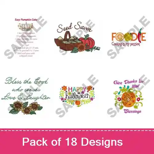 Flowers & Food Embroidery design pack by Great Notions, Embroidery Packs on EmbroideryDesigns.com Special Offer