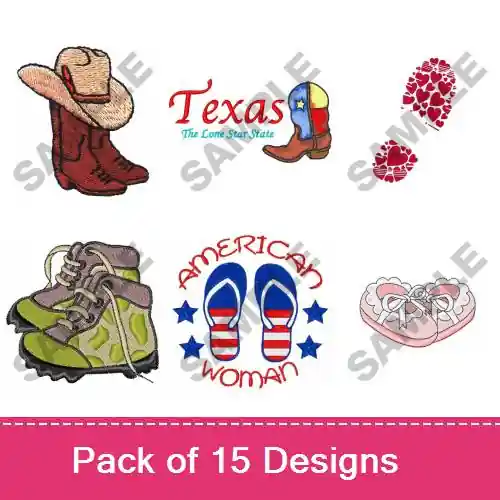 Shoes For Everyone Embroidery design pack by Great Notions, Embroidery Packs on EmbroideryDesigns.com Trusted Brand