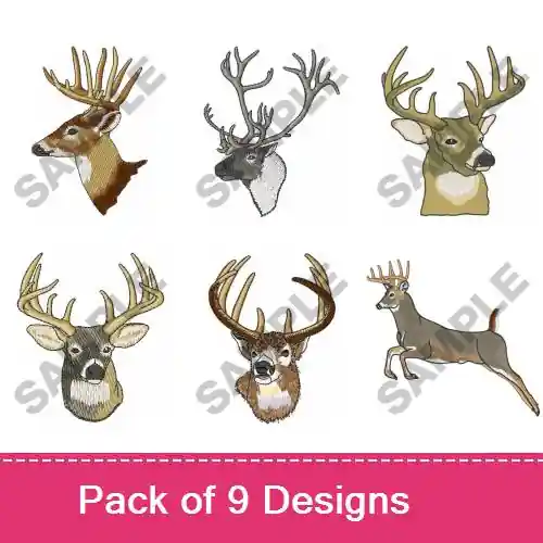 Animals With Antlers Embroidery design pack by Great Notions, Embroidery Packs on EmbroideryDesigns.com Free Returns
