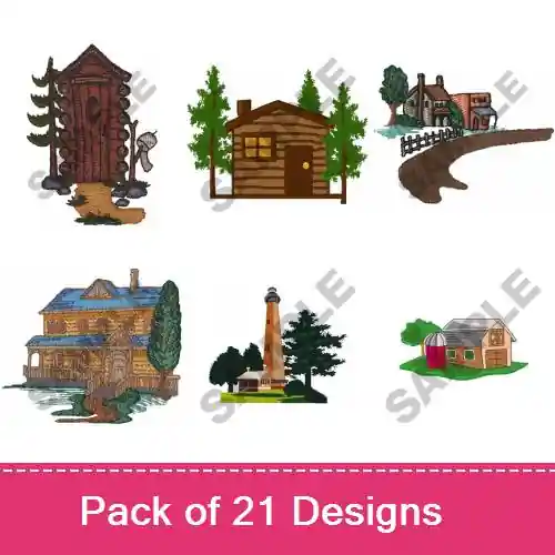 Building Scenes Embroidery design pack by Great Notions, Embroidery Packs on EmbroideryDesigns.com Sale