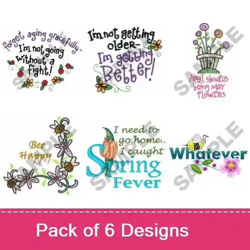 Sale Fun Flower Captions Embroidery design pack by Great Notions, Embroidery Packs on EmbroideryDesigns.com