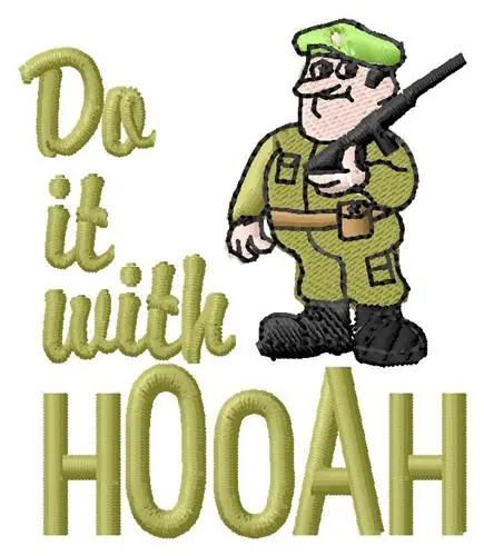 With Hooah Embroidery Design Fast Shipping