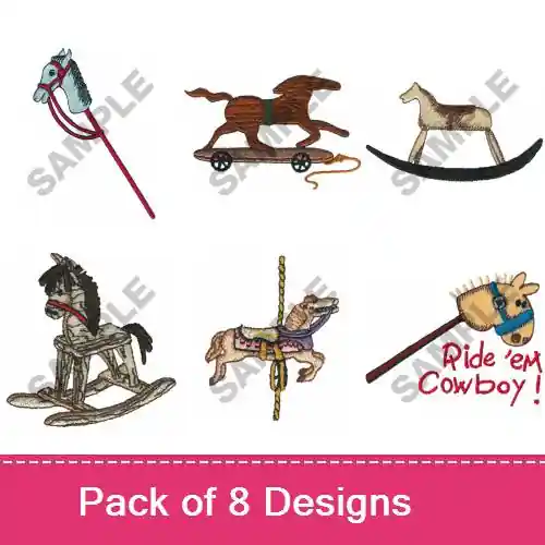Rocking Horses & Toys Embroidery design pack by Great Notions, Embroidery Packs on EmbroideryDesigns.com Hassle-Free Returns