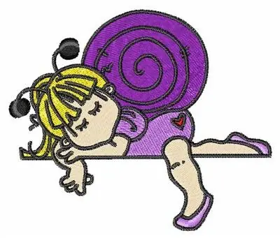 Girl Snail Embroidery Design Popular