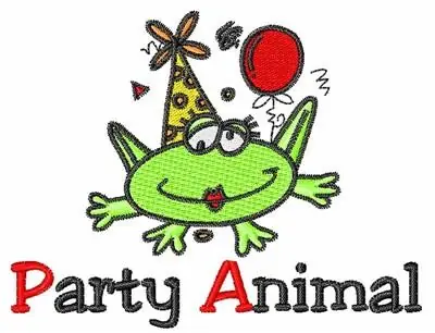 Party Animal Embroidery Design Modern