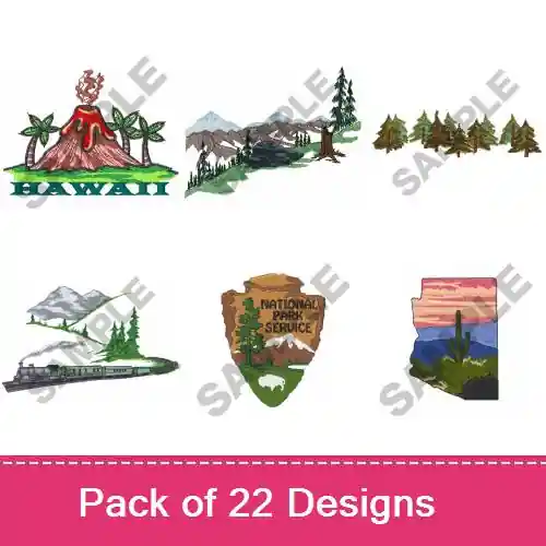 Hassle-Free Returns Gorgeous Landscapes Scenes Embroidery design pack by Great Notions, Embroidery Packs on EmbroideryDesigns.com