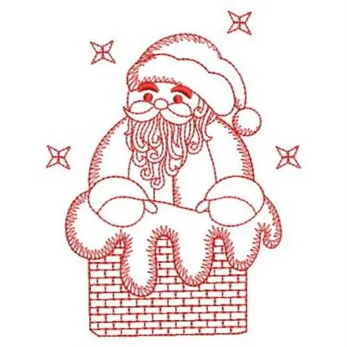 Redwork Santa in Chimney Embroidery Design Premium