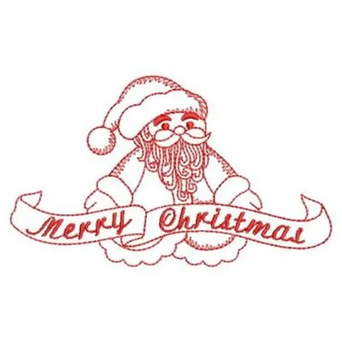 Fast Shipping Redwork Santa Scroll Embroidery Design