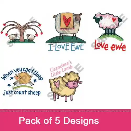 Today Only Love Ewes Embroidery design pack by Great Notions, Embroidery Packs on EmbroideryDesigns.com