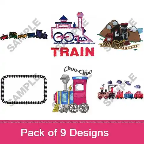 Today Only Cute Choo Choos Embroidery design pack by Great Notions, Embroidery Packs on EmbroideryDesigns.com