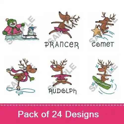 New Release Animals Ready For Christmas Embroidery design pack by Great Notions, Embroidery Packs on EmbroideryDesigns.com