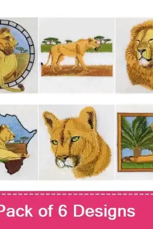 Africa Lion 2 Embroidery design pack by Ace Points, Embroidery Packs on EmbroideryDesigns.com Top Rated