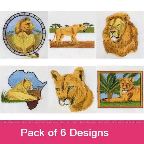 Africa Lion 2 Embroidery design pack by Ace Points, Embroidery Packs on EmbroideryDesigns.com Top Rated
