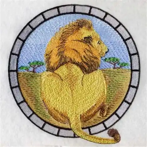 African Lion Circle Embroidery Design Clearance