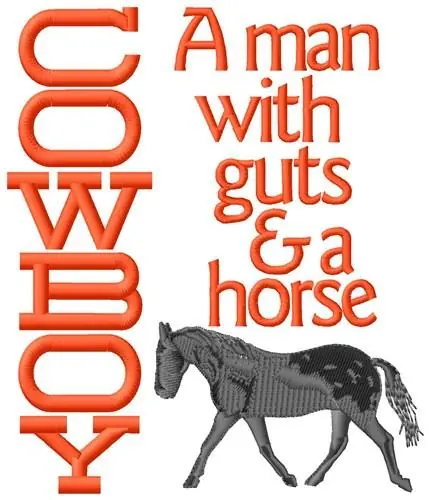 Free Returns Cowboy Guts Embroidery Design