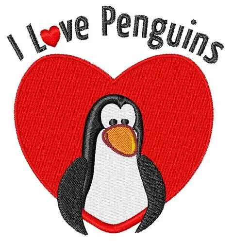 I Love Penguins Embroidery Design Discount