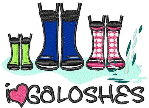 I Love Galoshes Embroidery Design Reduced Price