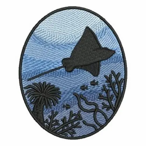 Sting Ray Silhouette Embroidery Design Professional Grade