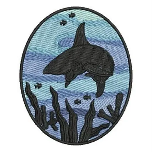 Grab Now Shark Silhouette Embroidery Design