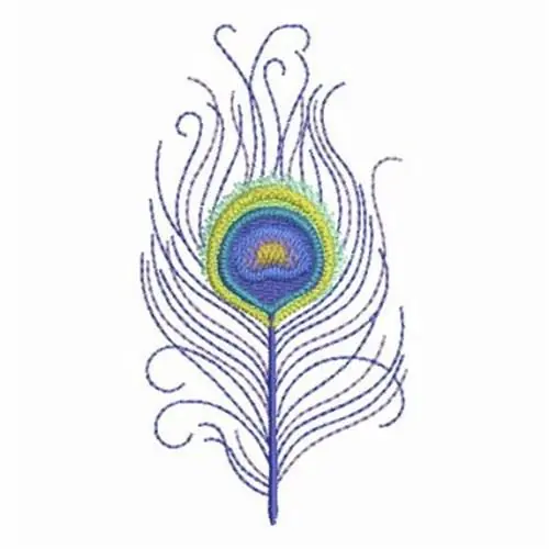 Peacock Feather Tip Embroidery Design Professional Grade