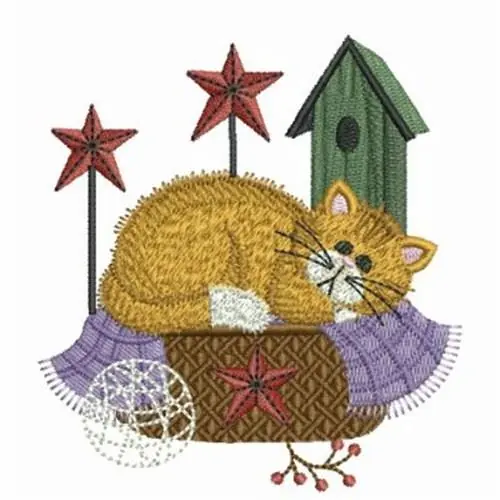 Editor’s Pick Kitten in Nap Basket Embroidery Design
