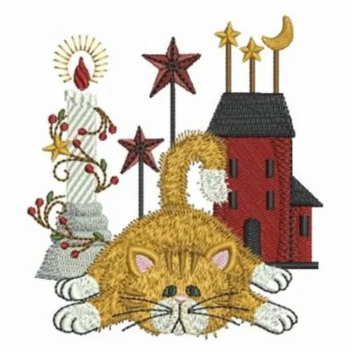 Buy Direct Kitten Folk Art Embroidery Design