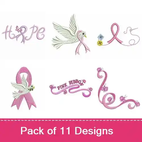 Best Price Pink Ribbon 3 Embroidery design pack by Ace Points, Embroidery Packs on EmbroideryDesigns.com