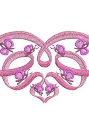 Wholesale Pink Ribbon Scroll Embroidery Design