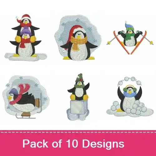 Get Yours Christmas Penguins Embroidery design pack by Ace Points, Embroidery Packs on EmbroideryDesigns.com