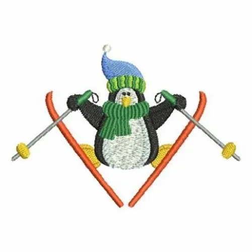 Skiing Penguin Embroidery Design Get Yours