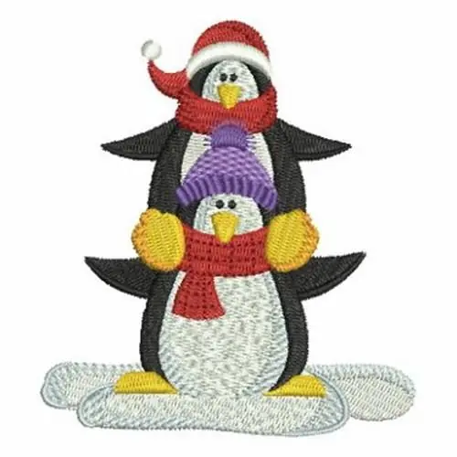 Piggyback Penguins Embroidery Design Buy Today