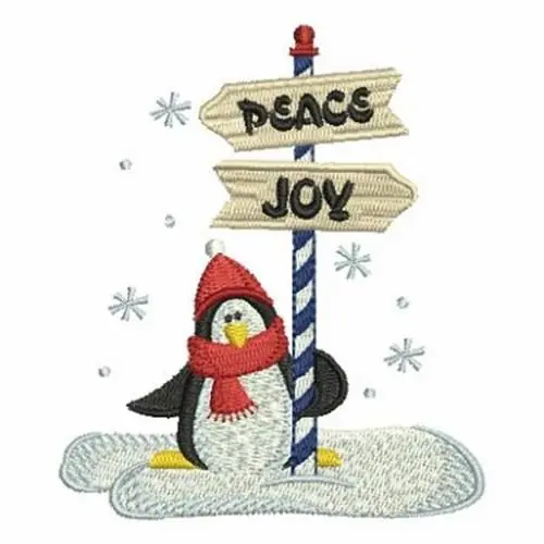 Get Yours Peace & Joy Penguin Embroidery Design