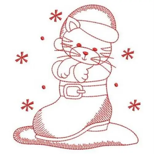 Get Yours Redwork Kitty in Shoe Embroidery Design