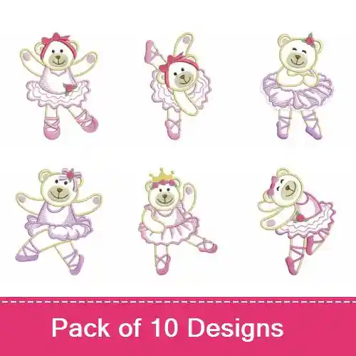 Final Sale Ballerina Bears Embroidery design pack by Ace Points, Embroidery Packs on EmbroideryDesigns.com