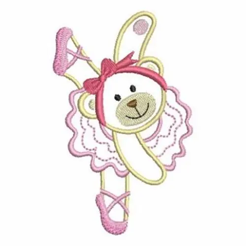 Ballet Pose Bear Embroidery Design Money Back Guarantee