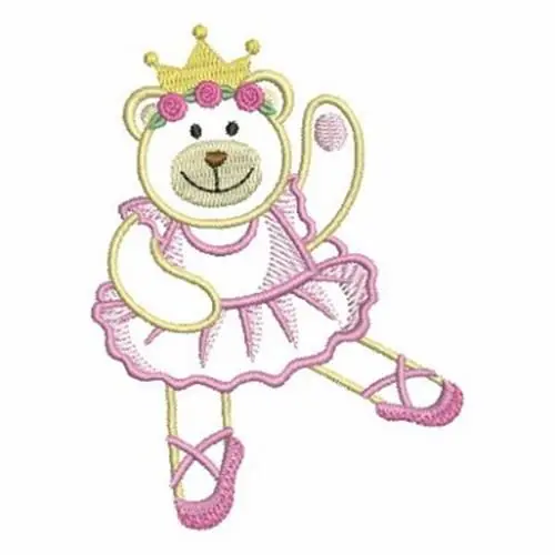 Ballerina Bear With Crown Embroidery Design Buy Direct