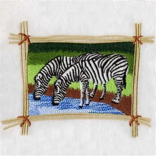 Latest Drinking Zebras Embroidery Design