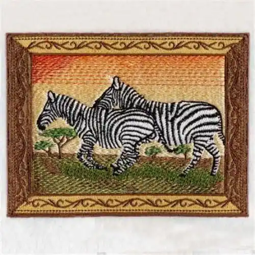Crafted Zebras In Frame Embroidery Design
