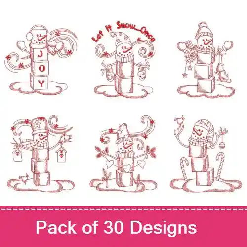 Redwork Let It Snow 3 Embroidery design pack by Ace Points, Embroidery Packs on EmbroideryDesigns.com Time-Limited