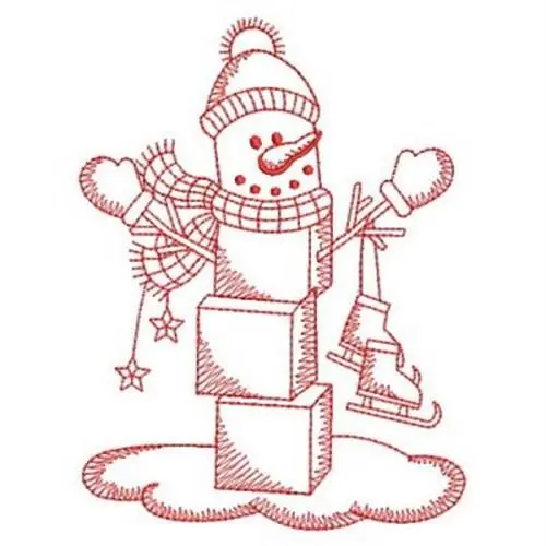 Free Returns Redwork Ice Skating Embroidery Design