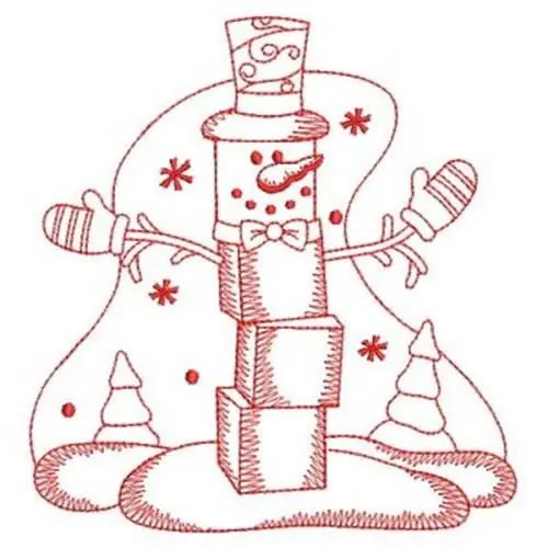 Redwork Fancy Snowman Embroidery Design Direct From Manufacturer
