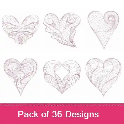 Best Choice Rippled Hearts Embroidery design pack by Ace Points, Embroidery Packs on EmbroideryDesigns.com