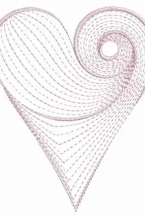 Worldwide Shipping Rippled Swirl Heart Embroidery Design