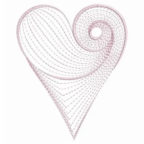 Worldwide Shipping Rippled Swirl Heart Embroidery Design