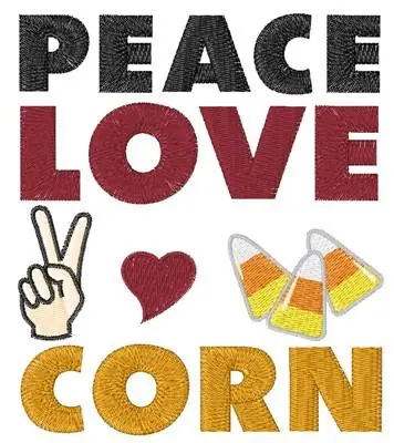 Peace Love Corn Embroidery Design Reduced Price