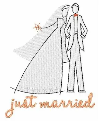 Factory Price Just Married Embroidery Design