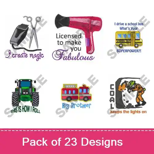 Equipment For The Job Embroidery design pack by Great Notions, Embroidery Packs on EmbroideryDesigns.com Mega Sale