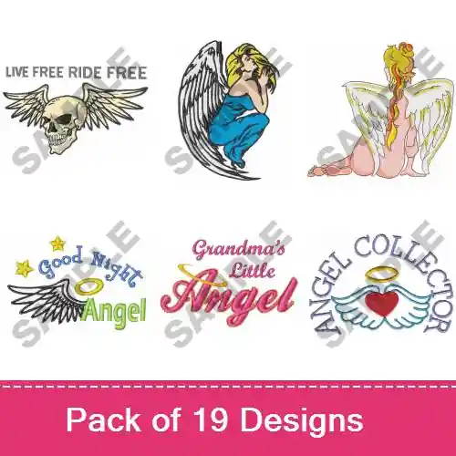 On Angels Wings Embroidery design pack by Great Notions, Embroidery Packs on EmbroideryDesigns.com Discount