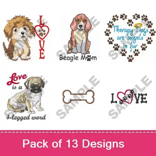 Final Sale Four Legged Love Embroidery design pack by Great Notions, Embroidery Packs on EmbroideryDesigns.com