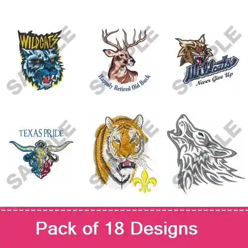 Big Animals Embroidery design pack by Great Notions, Embroidery Packs on EmbroideryDesigns.com Trending